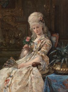 Woman in 18th century costume, (woman holding a rose), 1884. Creator: Erik Johan Lofgren