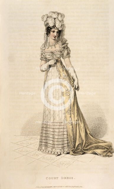 Woman in court dress, 1821. Artist: Unknown