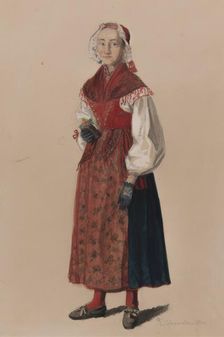 Woman in costume, 1840-1889. Creator: Per Sodermark