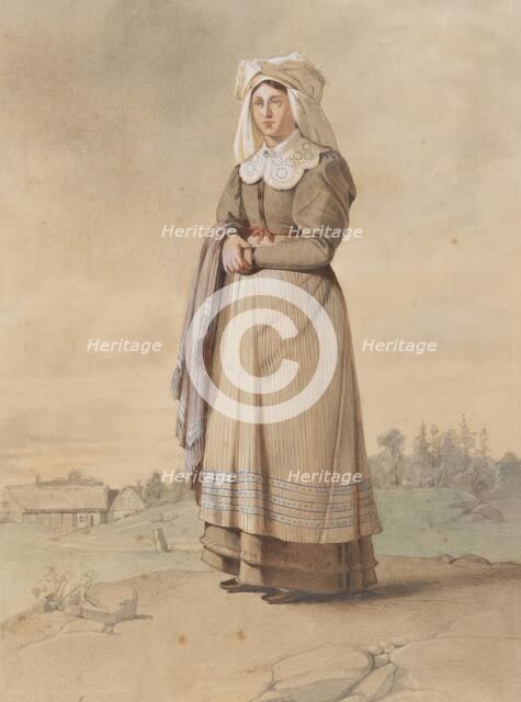 Woman in costume, first half of the 19th century. Creator: Otto Wallgren.