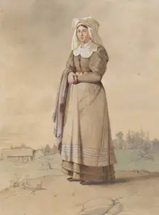 Woman in costume, first half of the 19th century. Creator: Otto Wallgren