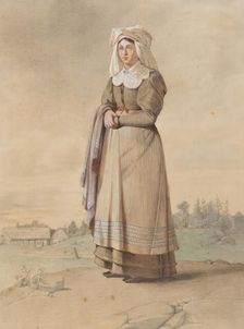 Woman in costume, first half of the 19th century. Creator: Otto Wallgren