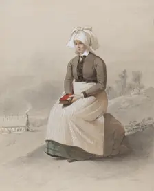 Woman in costume, seated full length, 1810-1857. Creator: Otto Wallgren