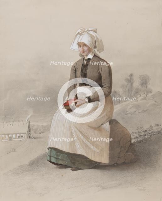 Woman in costume, seated full length, 1810-1857. Creator: Otto Wallgren.