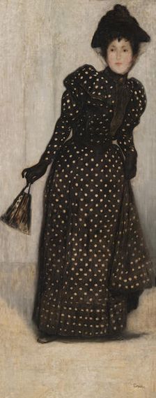 Woman in a white Polka Dot Dress, 1889. Creator: Rippl-Rónai, József (1861-1927)