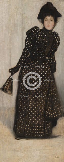 Woman in a white Polka Dot Dress, 1889. Creator: Rippl-Rónai, József (1861-1927).