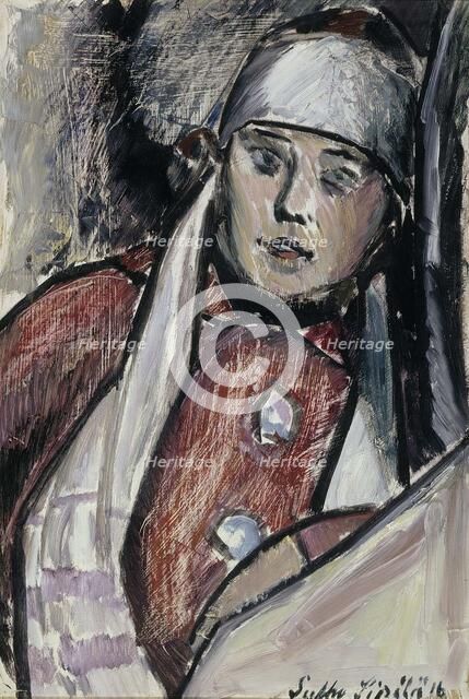 Woman in a White Scarf, 1916. Creator: Sulho Sipila.