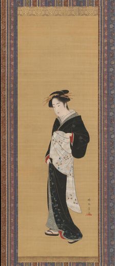 Woman in a Black Kimono, 1783-89. Creator: Shunsho