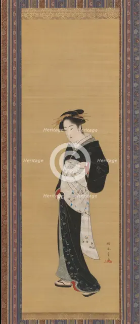 Woman in a Black Kimono, 1783-89. Creator: Shunsho.
