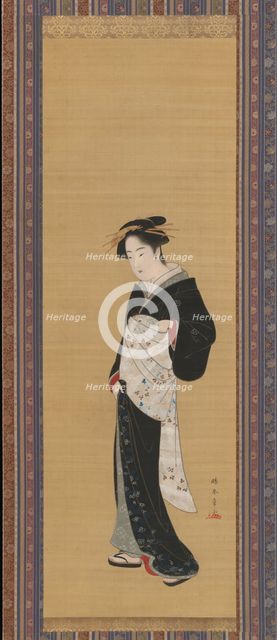 Woman in a Black Kimono, 1783-89. Creator: Shunsho.
