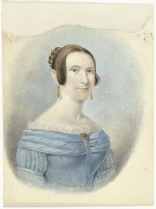 Woman in a blue dress, with gold earrings, 1782-1849. Creator: Johannes Hari