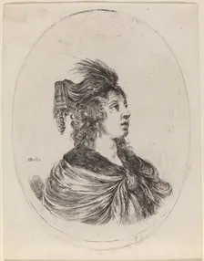Woman in a Feathered Turban, Turned to the Right, 1649/1650. Creator: Stefano della Bella