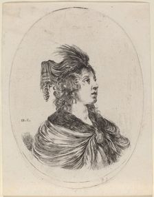 Woman in a Feathered Turban, Turned to the Right, 1649/1650. Creator: Stefano della Bella