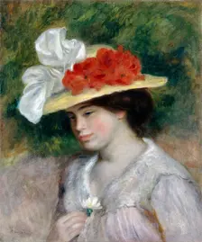 Woman in a Flowered Hat, 1889. Artist: Renoir, Pierre Auguste (1841-1919)