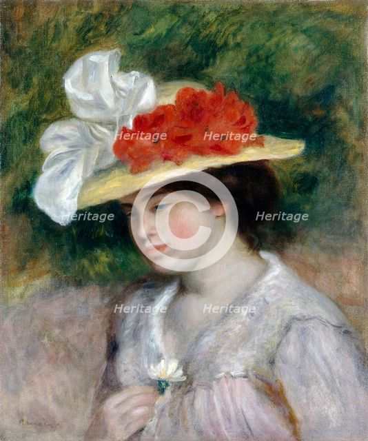 Woman in a Flowered Hat, 1889. Artist: Renoir, Pierre Auguste (1841-1919)