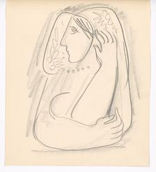 Woman in a flowered scarf supporting her ears, 1938. Creator: Mikulas Galanda