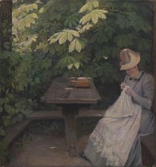 Woman in a garden, summer, 1891. Creator: Poul S. Christiansen
