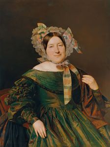Woman in a green, salmon-red iridescent dress, 1837. Creator: Ferdinand Georg Waldmuller