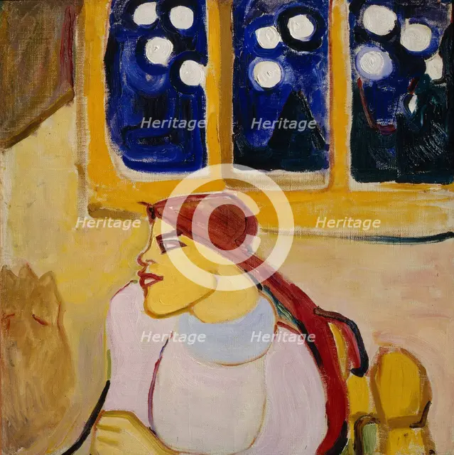 Woman in a Kerchief (A Scandinavian Princess), 1910. Artist: Guro, Yelena Genrichovna (1877-1913)
