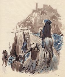 Woman in a litter, c1950. Creator: Shirley Markham