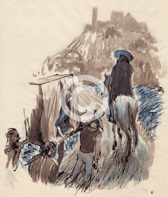 Woman in a litter, c1950. Creator: Shirley Markham.