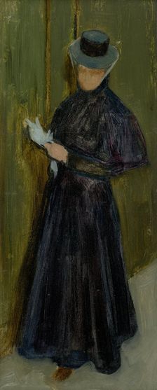 Woman in a long black dress, 1890-1898. Creator: Akos von Aranyossy