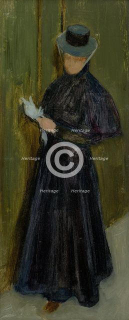 Woman in a long black dress, 1890-1898. Creator: Akos von Aranyossy.