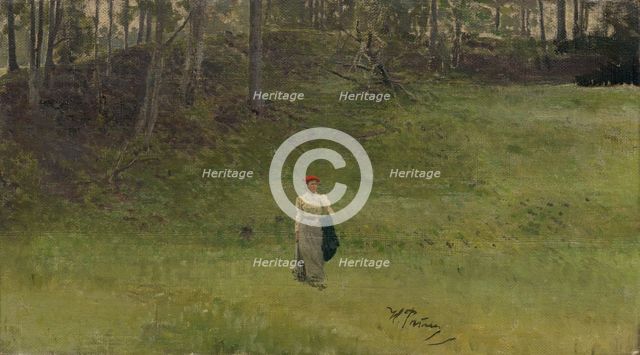 Woman in a meadow, 1910-1915. Creator: Il'ya Repin.