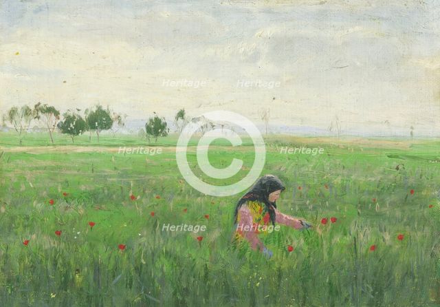 Woman in a Meadow, around 1900. Creator: Karol Miloslav Lehotský.