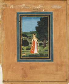 Woman in a night landscape, possibly a forest, 19th century