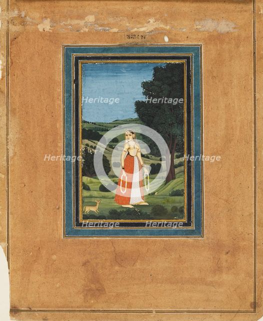 Woman in a night landscape, possibly a forest, 19th century. Artist: Unknown.