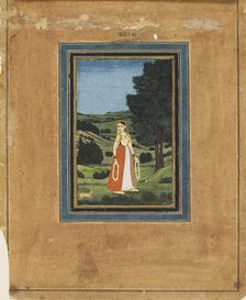 Woman in a night landscape, possibly a forest, 19th century