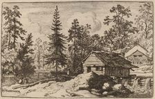 Woman in a Riverscape Looking towards a Boat, probably c. 1645/1656. Creator: Allart van Everdingen