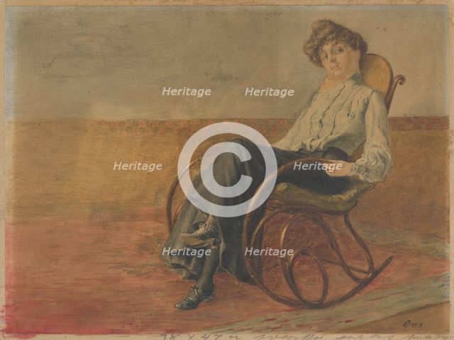 Woman in a rocking chair, 1913. Creator: Anton Pinkava.