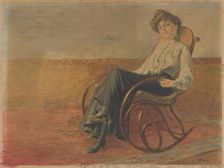 Woman in a rocking chair, 1913. Creator: Anton Pinkava