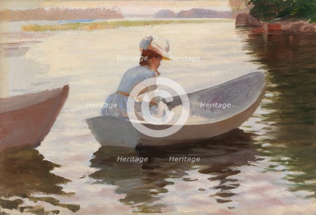 Woman in a Rowing Boat, study for Girls in a Rowing Boat, 1886. Creator: Albert Edelfelt.