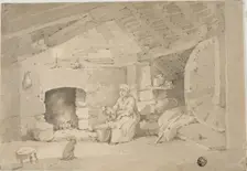 Woman in a Rustic Interior, n.d. Creator: Unknown