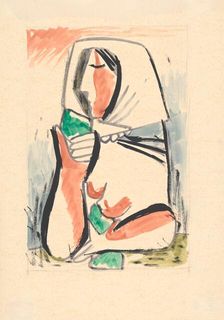 Woman in a scarf, 1936-1937. Creator: Mikulas Galanda
