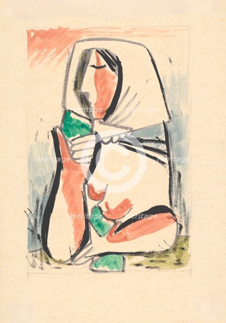Woman in a scarf, 1936-1937. Creator: Mikulas Galanda.