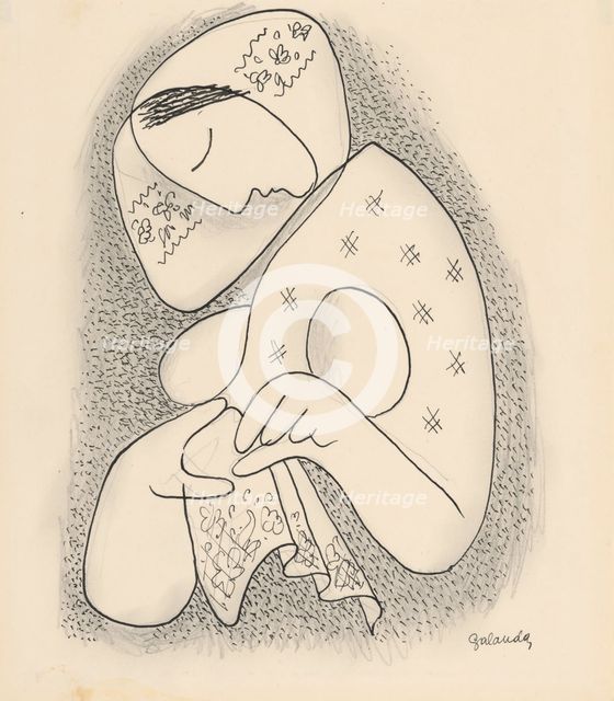Woman in a scarf, around 1930. Creator: Mikulas Galanda.
