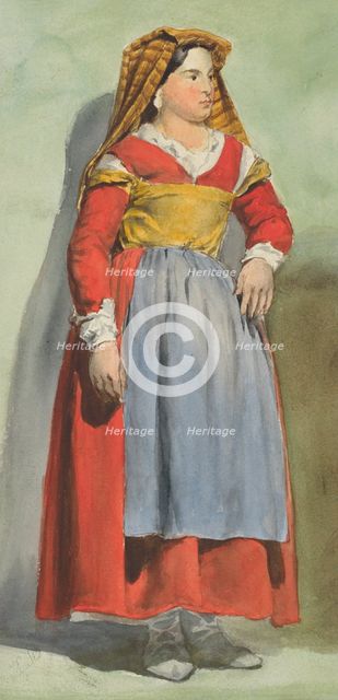 Woman in an Italian costume, 1851-1853. Creator: Vojtech Klimkovic.