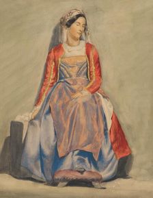 Woman in Albanian costume, 1851-1853. Creator: Vojtech Klimkovic