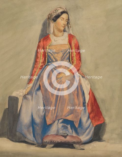 Woman in Albanian costume, 1851-1853. Creator: Vojtech Klimkovic.