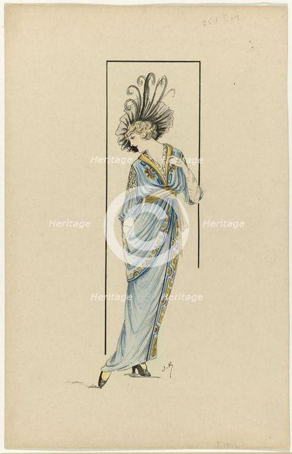 Woman in blue dress, 1913-1914, (c.1912-c.1913). Creator: Jan van Brock.
