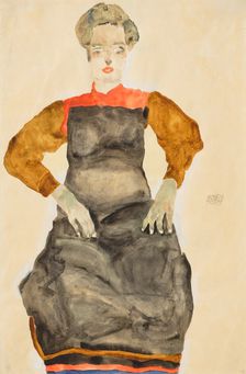 Woman in black apron, 1911. Creator: Schiele, Egon (1890-1918)
