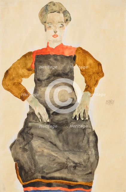 Woman in black apron, 1911. Creator: Schiele, Egon (1890-1918).
