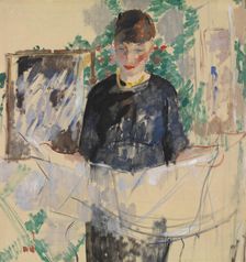 Woman in Black Reading a Newspaper, 1912. Creator: Rik Wouters