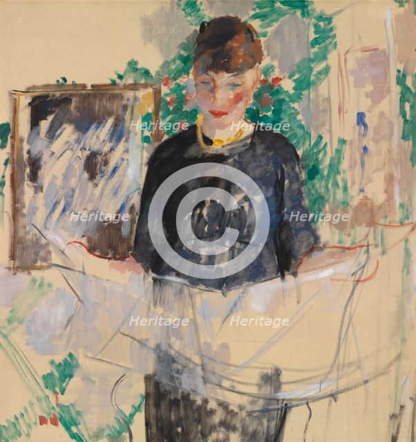 Woman in Black Reading a Newspaper, c1912. Creator: Rik Wouters.