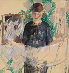 Woman in Black Reading a Newspaper, c1912. Creator: Rik Wouters
