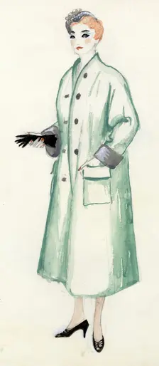 Woman in green coat, c1950. Creator: Shirley Markham
